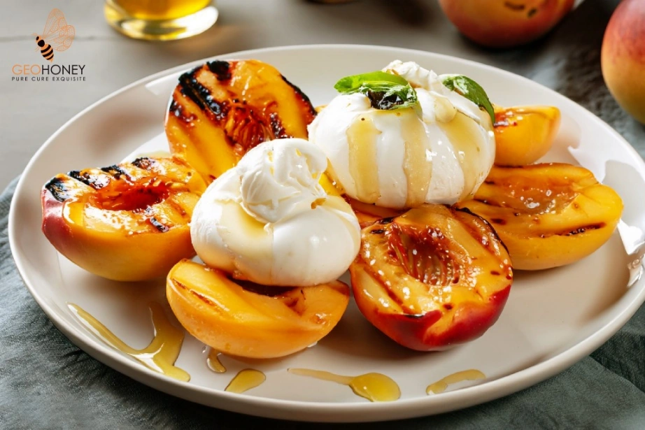Grilled Nectarines with Burrata and Honey